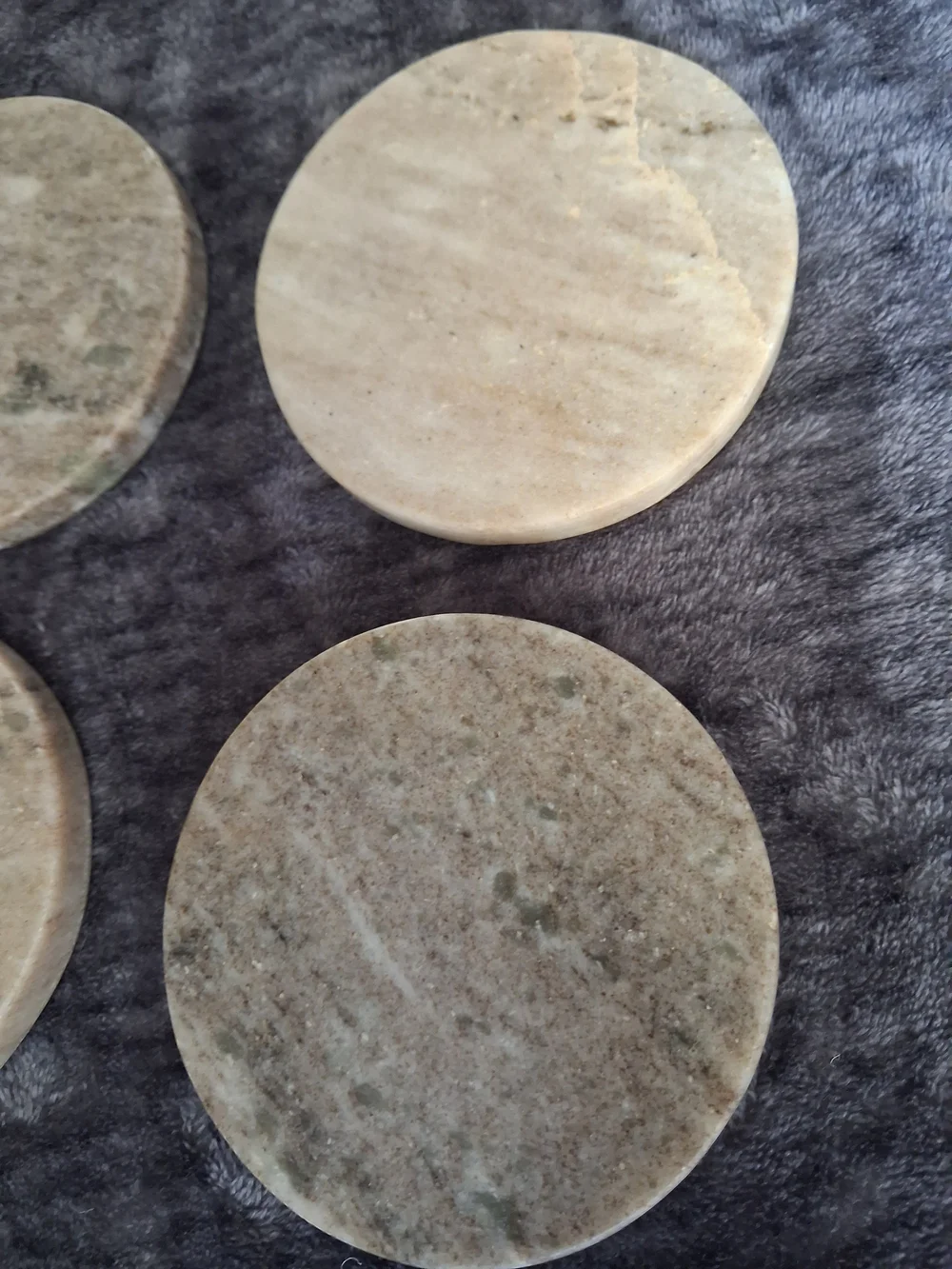 Round Marble Coaster Set, Beige/Gray, Stackable, 4-Pack